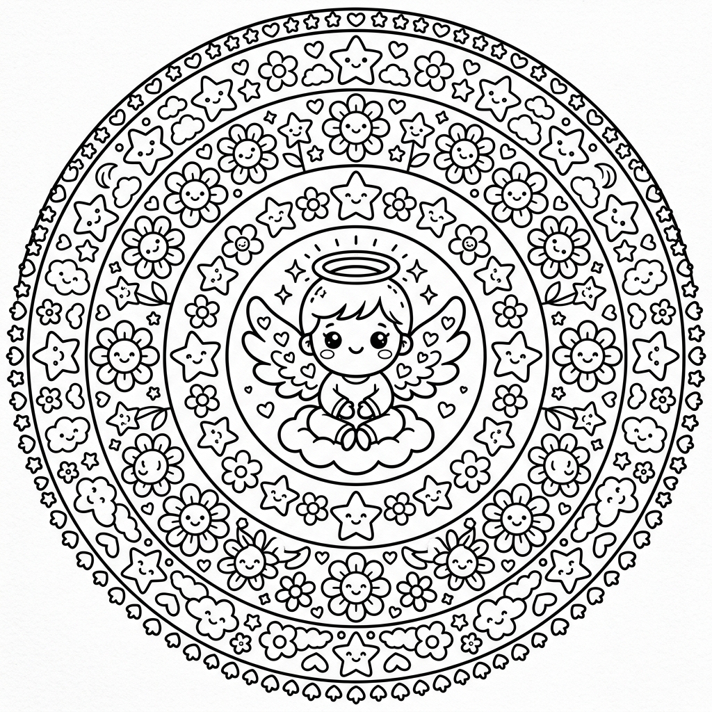 Coloriage mandala ange