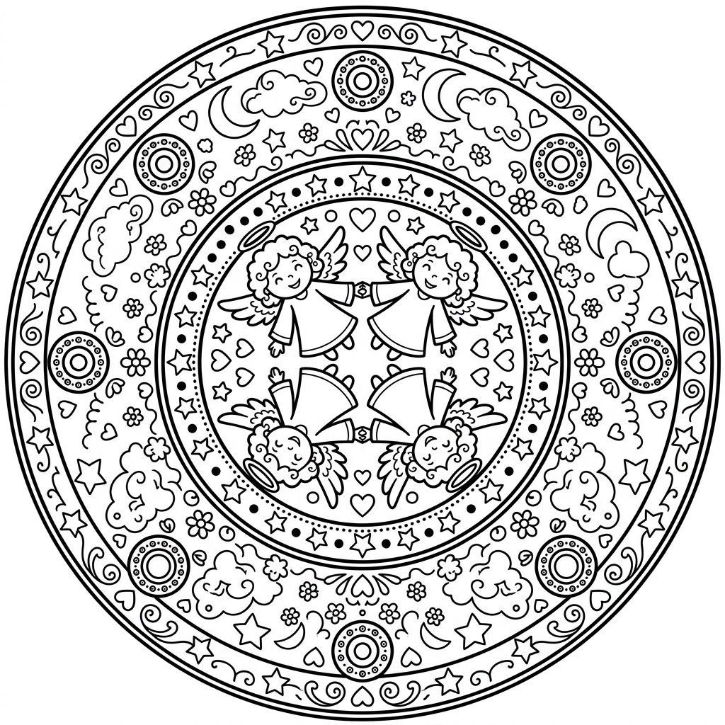 Coloriage mandala étoiles